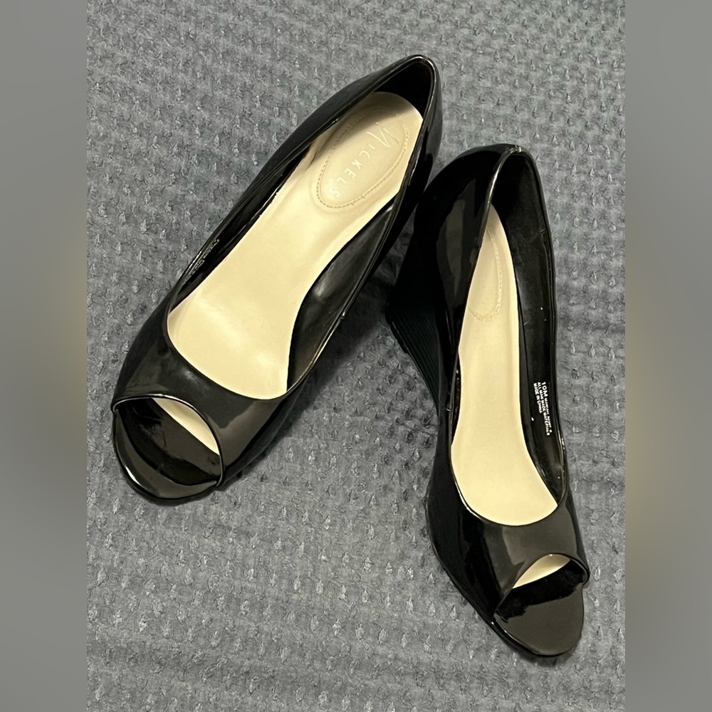 Nickels Black Peep Toe Heels